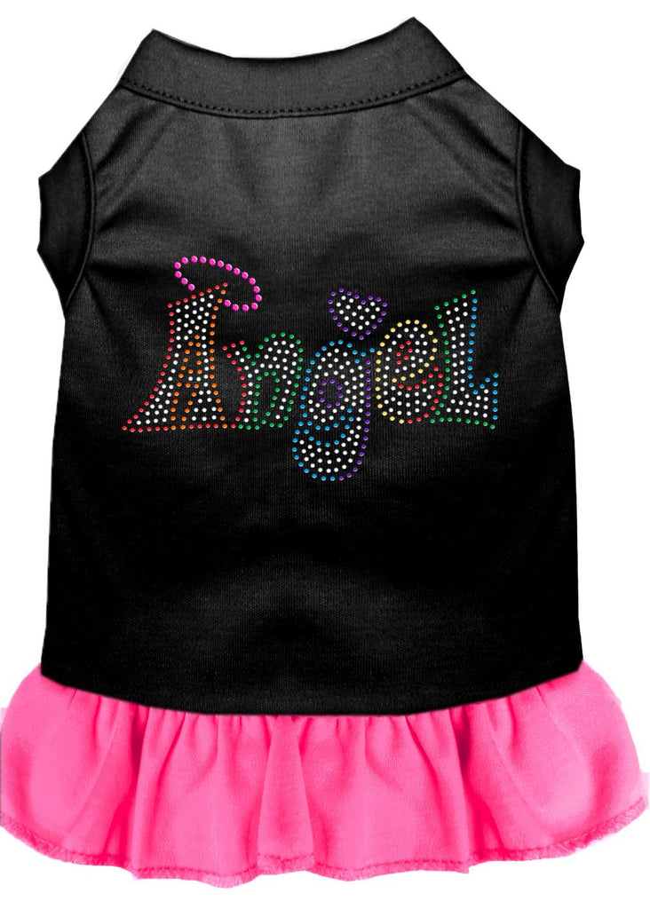 Technicolor Angel Rhinestone Pet Dress Black With Bright Pink Med (12)