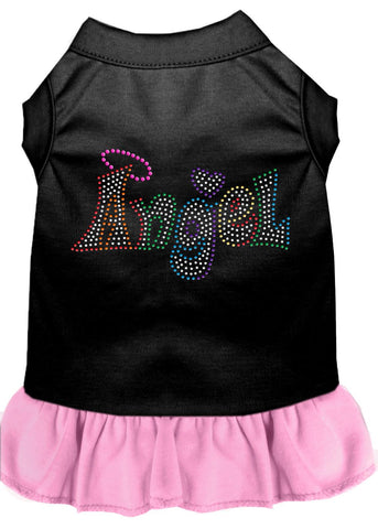 Technicolor Angel Rhinestone Pet Dress Black With Light Pink Xl (16)