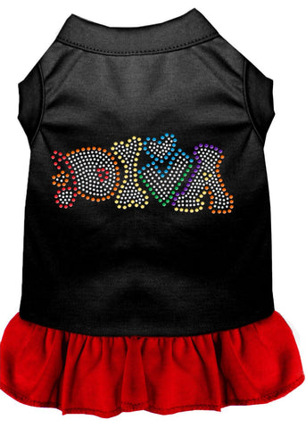 Technicolor Diva Rhinestone Pet Dress Black With Red Lg (14)