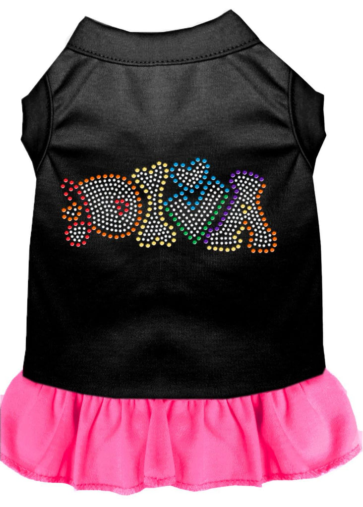 Technicolor Diva Rhinestone Pet Dress Black With Bright Pink Med (12)