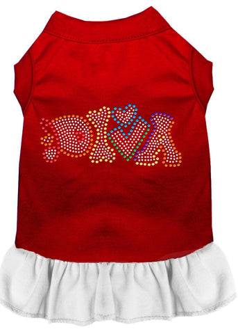 Technicolor Diva Rhinestone Pet Dress Red With White Xs (8)