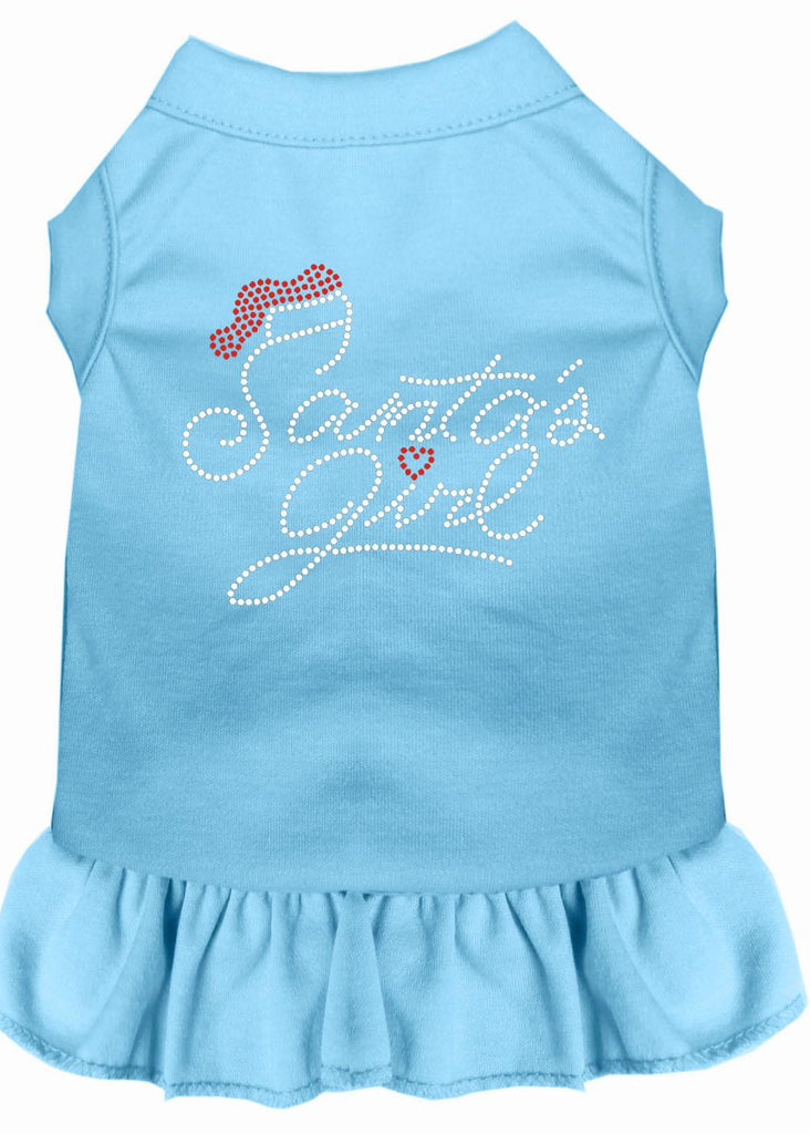 Santa's Girl Rhinestone Dog Dress Baby Blue 4x (22)