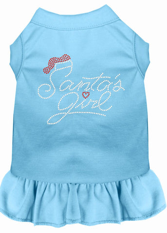 Santa's Girl Rhinestone Dog Dress Baby Blue Sm (10)