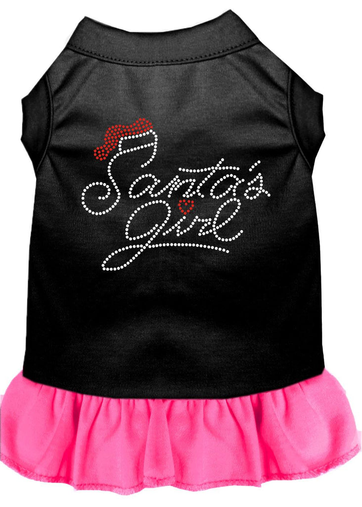 Santa's Girl Rhinestone Dog Dress Black With Bright Pink Xl (16)