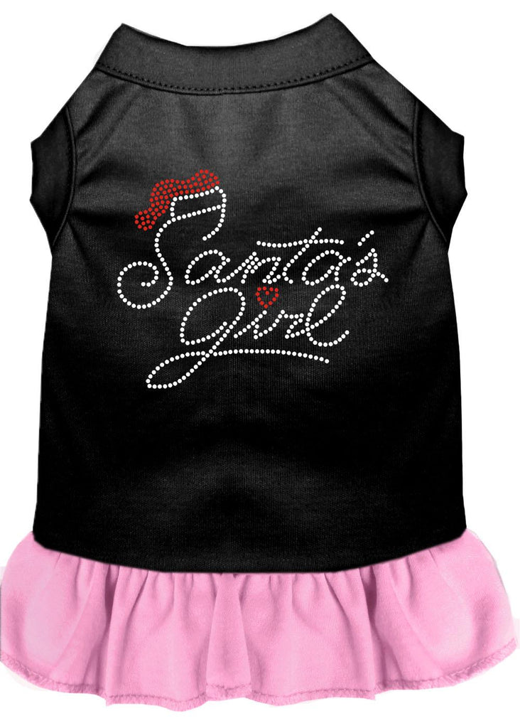 Santa's Girl Rhinestone Dog Dress Black With Light Pink Med (12)