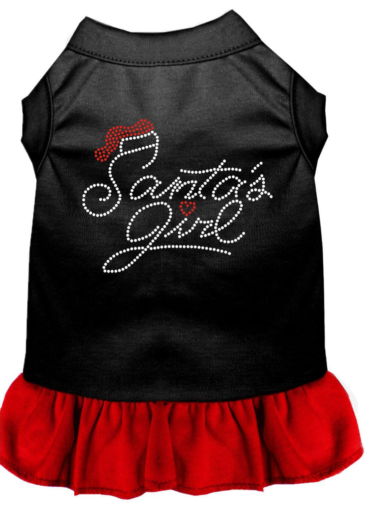 Santa's Girl Rhinestone Dog Dress Black With Red Med (12)