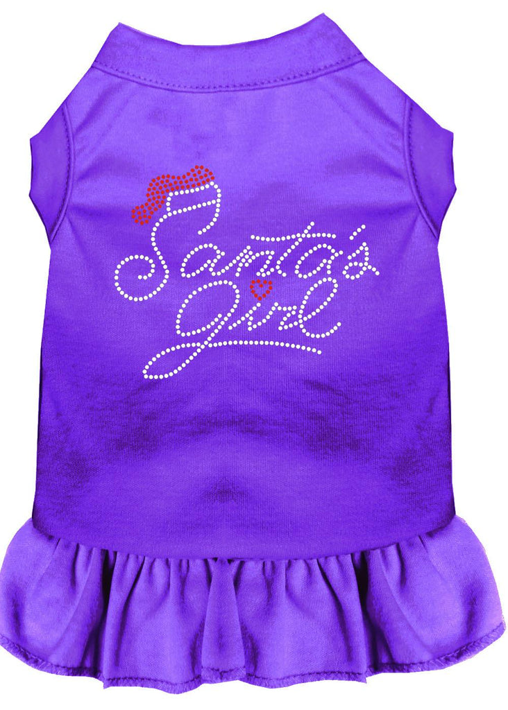 Santa's Girl Rhinestone Dog Dress Purple Med (12)