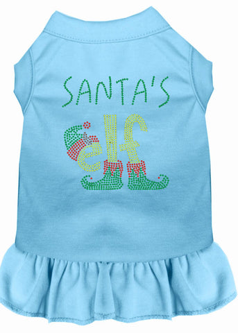 Santa's Elf Rhinestone Dog Dress Baby Blue 4x (22)