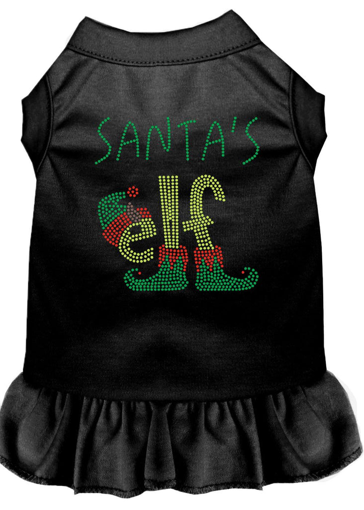 Santa's Elf Rhinestone Dog Dress Black Med (12)