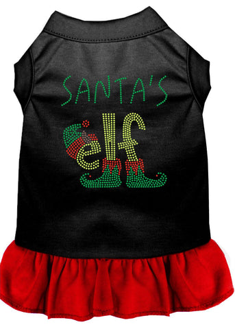 Santa's Elf Rhinestone Dog Dress Black With Red Lg (14)