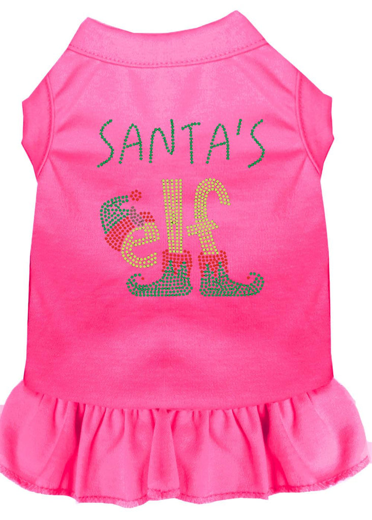 Santa's Elf Rhinestone Dog Dress Bright Pink Lg (14)