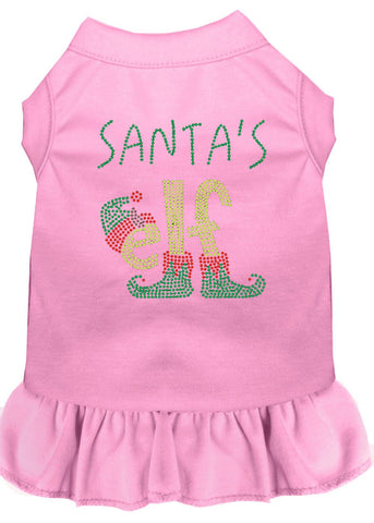 Santa's Elf Rhinestone Dog Dress Light Pink Lg (14)