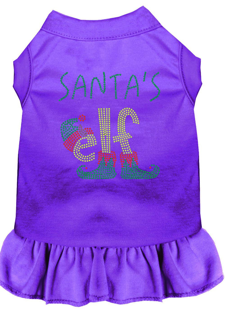 Santa's Elf Rhinestone Dog Dress Purple Med (12)