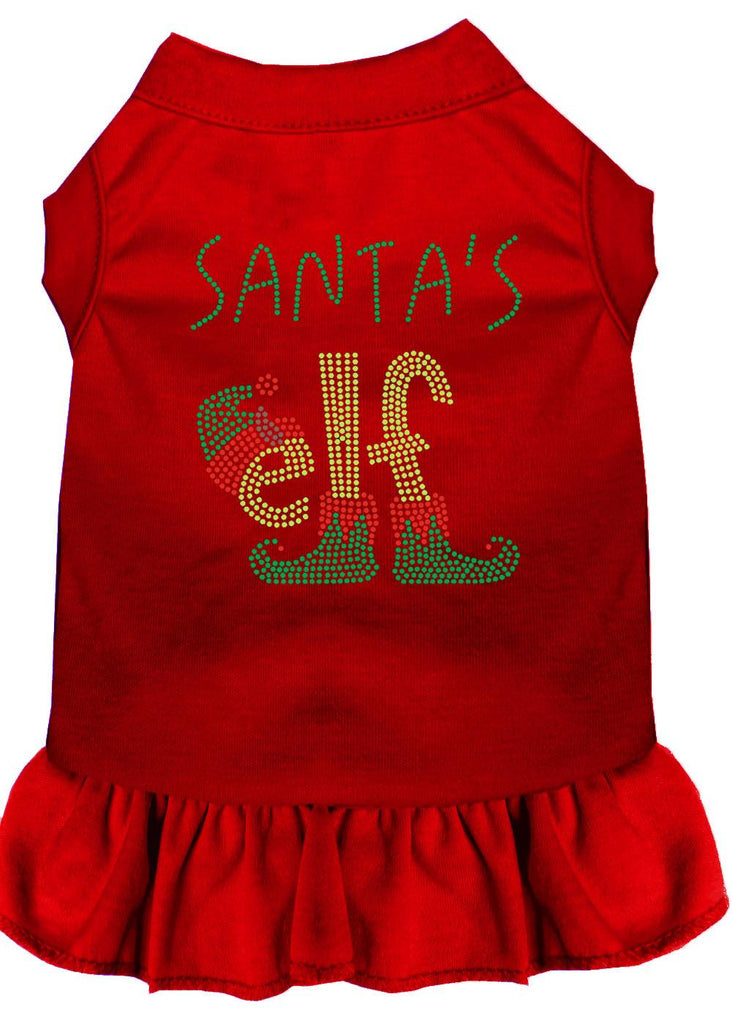 Santa's Elf Rhinestone Dog Dress Red Med (12)