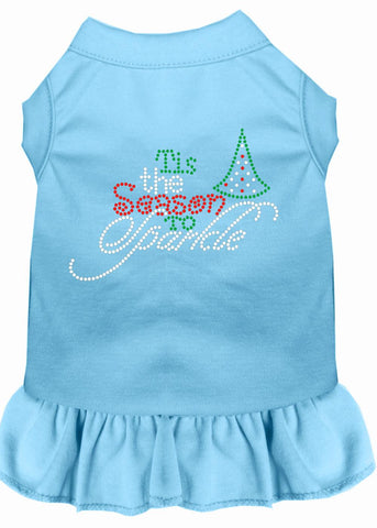 Tis The Season To Sparkle Rhinestone Dog Dress Baby Blue Med (12)