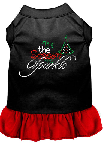 Tis The Season To Sparkle Rhinestone Dog Dress Black With Red Med (12)