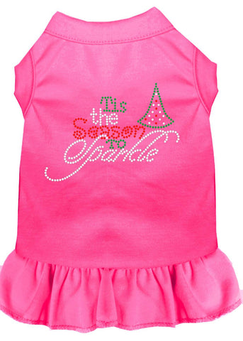 Tis The Season To Sparkle Rhinestone Dog Dress Bright Pink 4x (22)