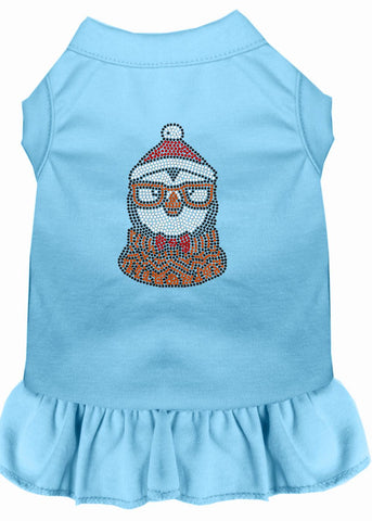 Hipster Penguin Rhinestone Dog Dress Baby Blue 4x (22)