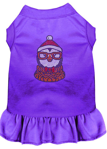 Hipster Penguin Rhinestone Dog Dress Purple Xs (8)