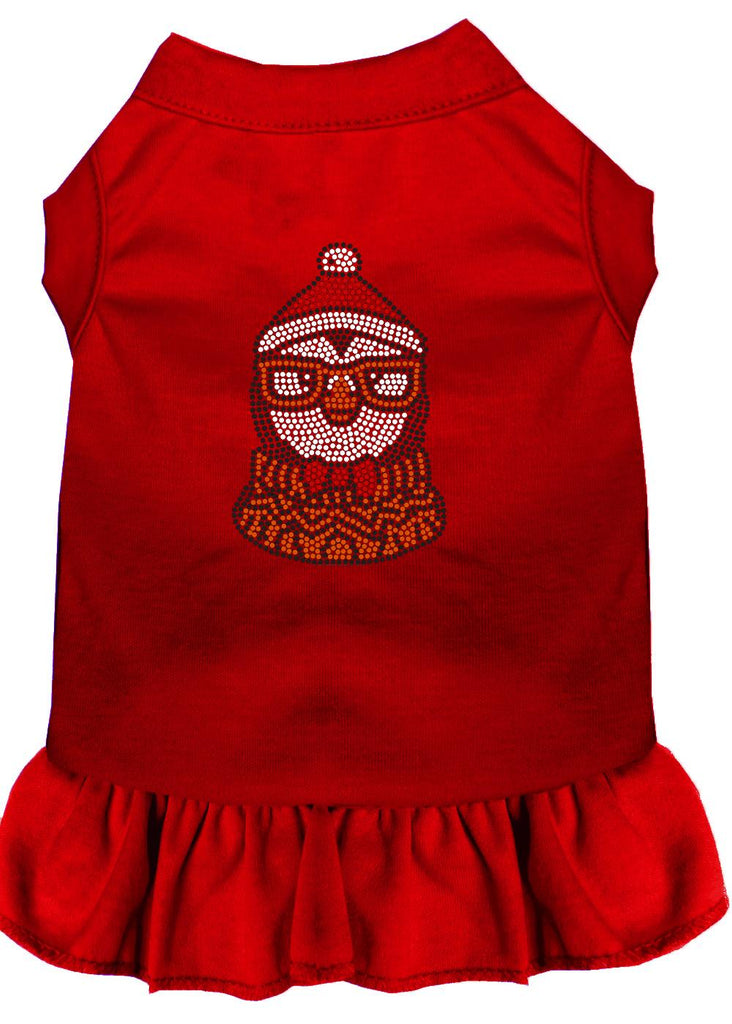 Hipster Penguin Rhinestone Dog Dress Red Lg (14)