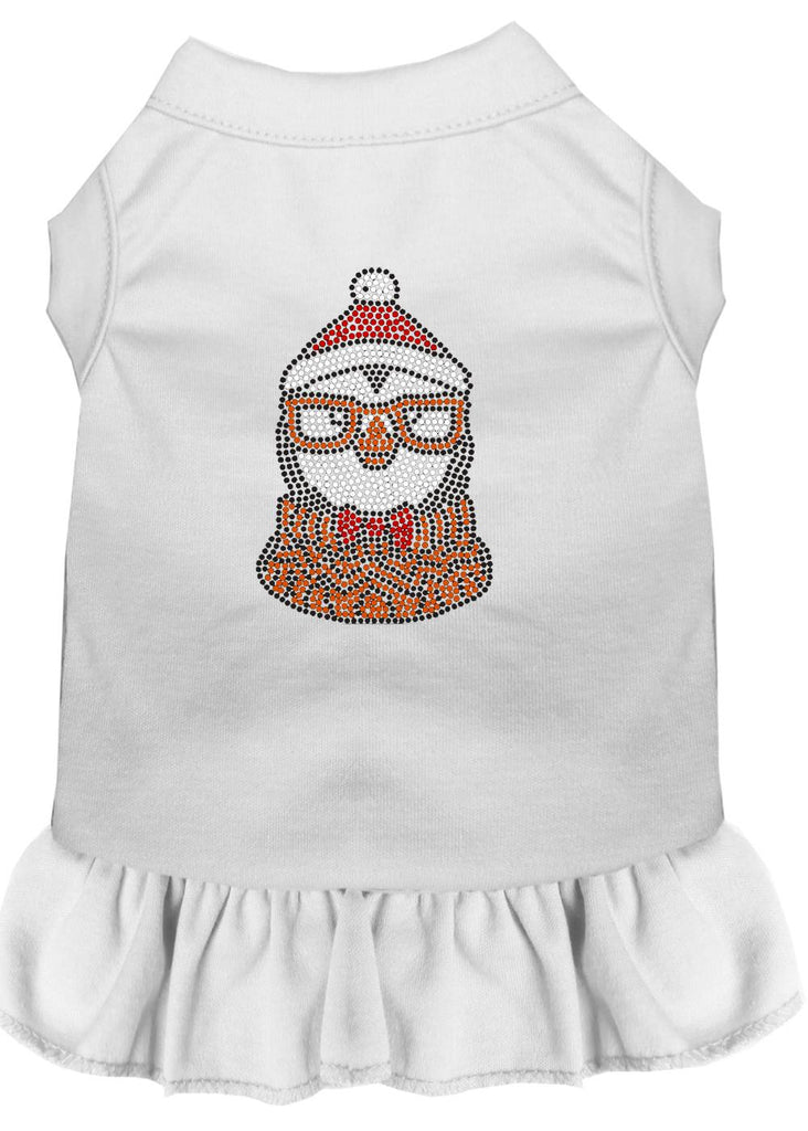 Hipster Penguin Rhinestone Dog Dress White Xl (16)