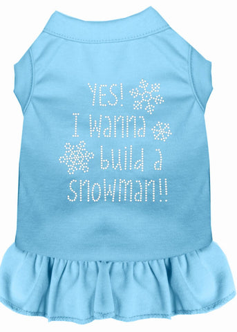 Yes! I Want To Build A Snowman Rhinestone Dog Dress Baby Blue Lg (14)