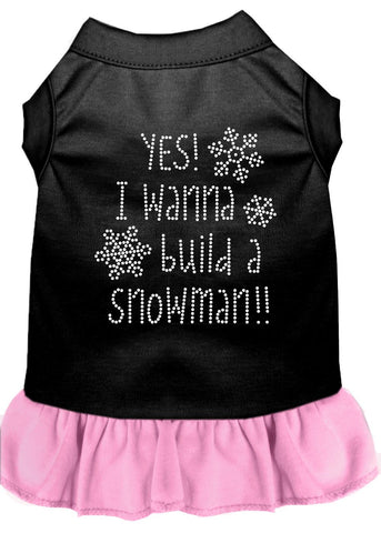 Yes! I Want To Build A Snowman Rhinestone Dog Dress Black With Light Pink Xs (8)