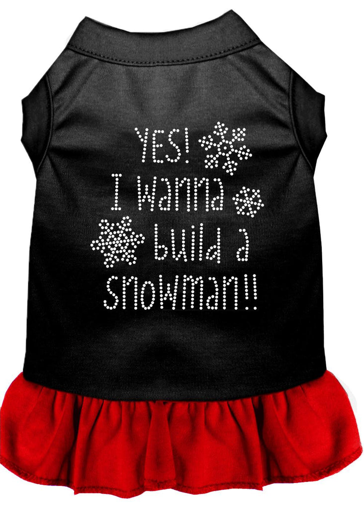 Yes! I Want To Build A Snowman Rhinestone Dog Dress Black With Red Xs (8)