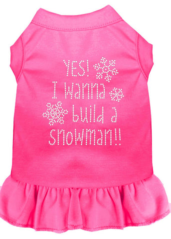 Yes! I Want To Build A Snowman Rhinestone Dog Dress Bright Pink 4x (22)