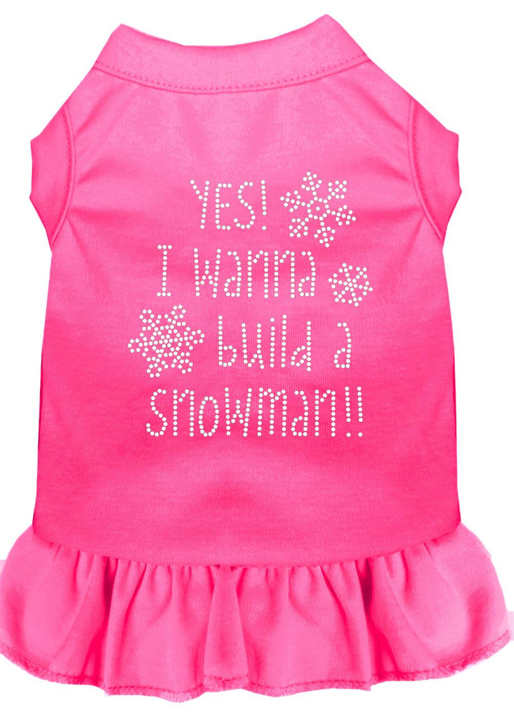 Yes! I Want To Build A Snowman Rhinestone Dog Dress Bright Pink Sm (10)