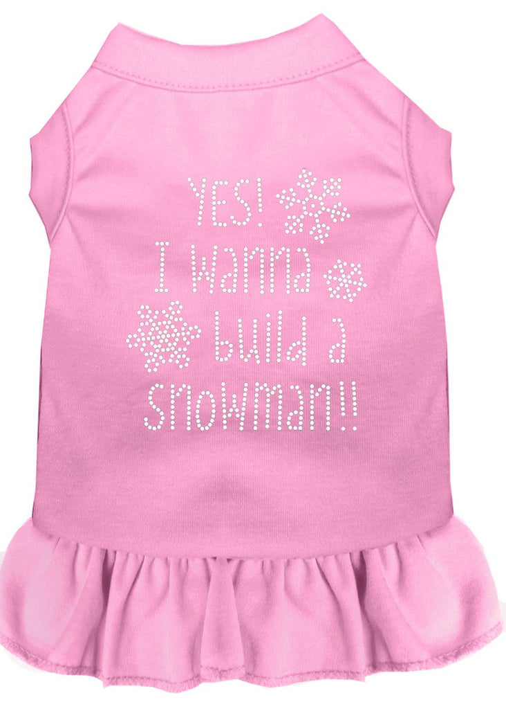 Yes! I Want To Build A Snowman Rhinestone Dog Dress Light Pink Xs (8)