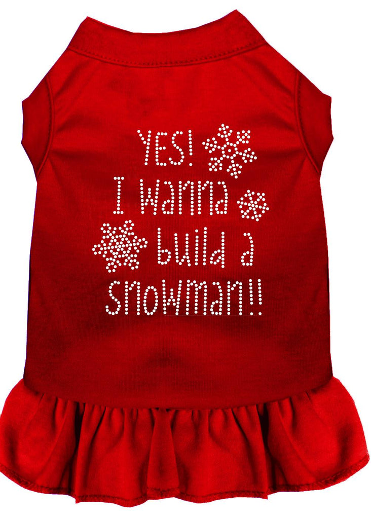 Yes! I Want To Build A Snowman Rhinestone Dog Dress Red Med (12)