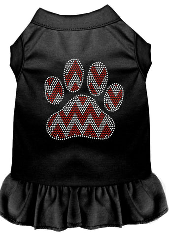 Candy Cane Chevron Paw Rhinestone Dog Dress Black Xl (16)