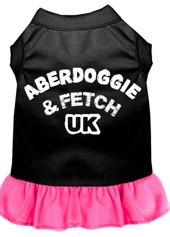 Aberdoggie Uk Screen Print Dress Black With Bright Pink Sm (10)