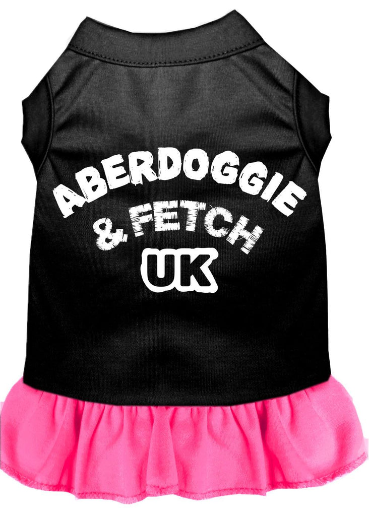 Aberdoggie Uk Screen Print Dress Black With Bright Pink Xs (8)