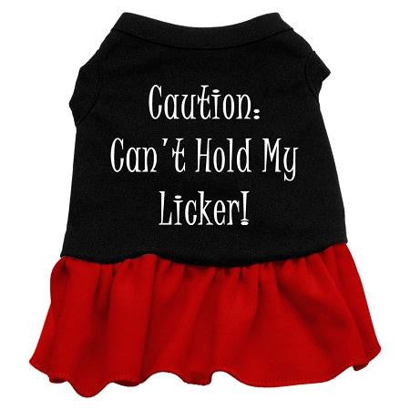 Can't Hold My Licker Screen Print Dress Black with Red Med (12)