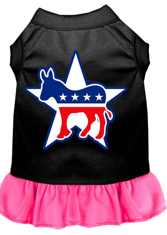 Democrat Screen Print Dress Black With Bright Pink Lg (14)