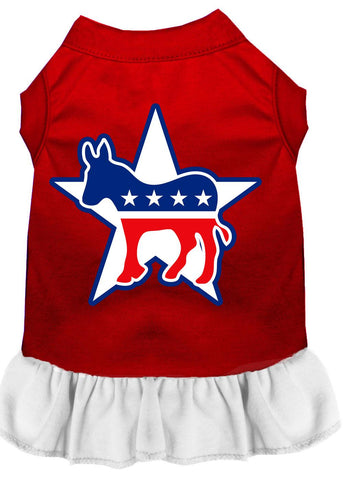 Democrat Screen Print Dress Red With White Xs (8)