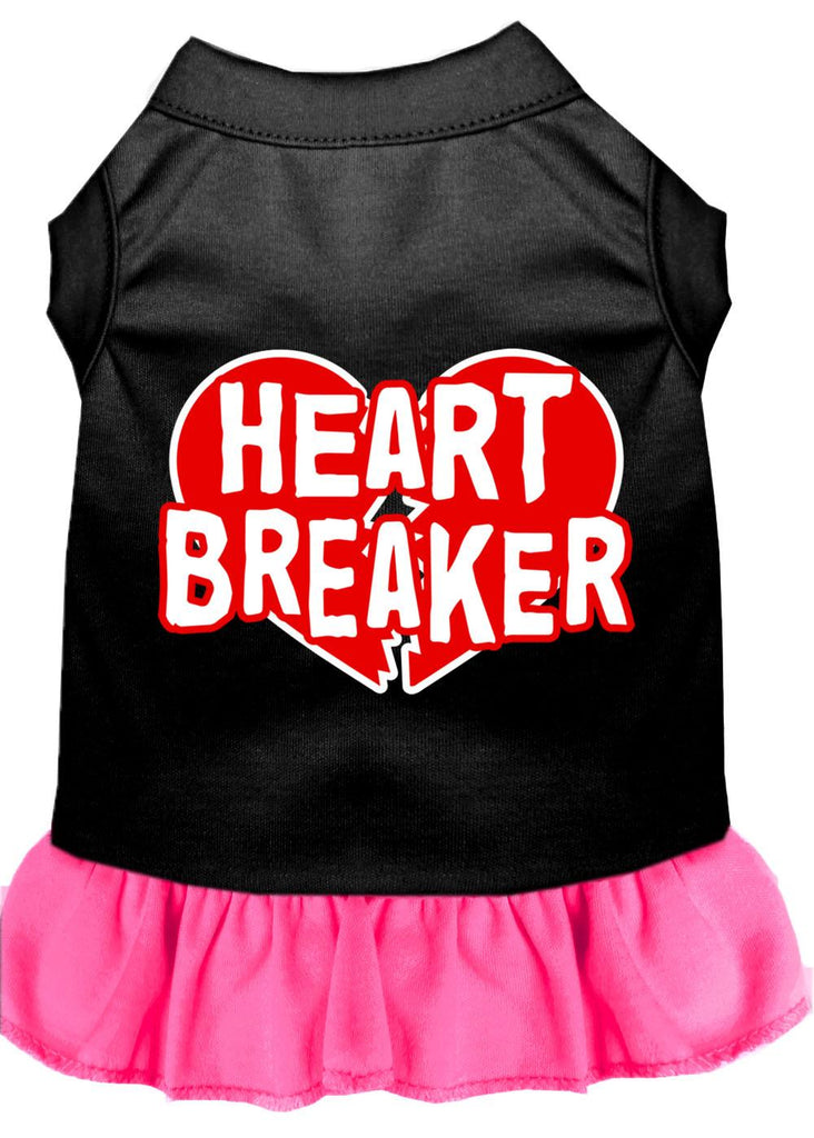 Heart Breaker Screen Print Dress Black With Bright Pink Med (12)