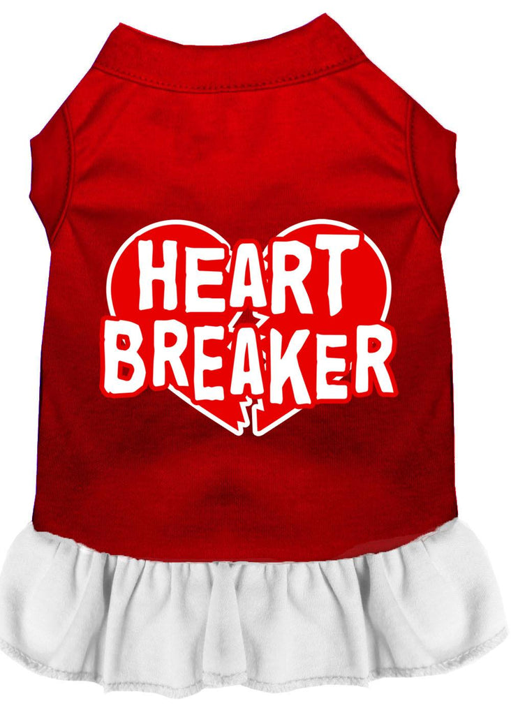 Heart Breaker Screen Print Dress Red With White Xs (8)