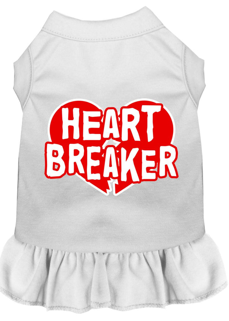 Heart Breaker Screen Print Dress White Xs (8)