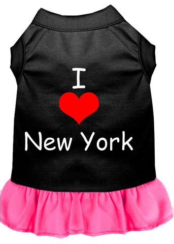 I Heart New York Screen Print Dress Black With Bright Pink Sm (10)