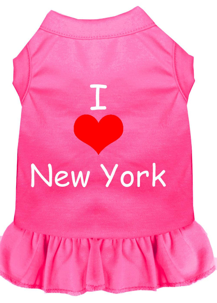 I Heart New York Screen Print Dress Bright Pink Xs (8)