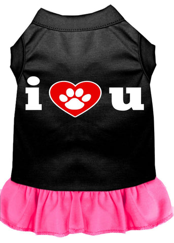 I Heart You Screen Print Dress Black With Bright Pink Xl (16)