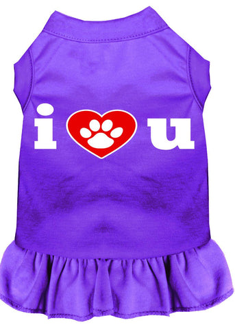 I Heart You Screen Print Dress Purple Xs (8)