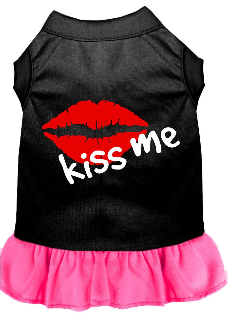 Kiss Me Screen Print Dress Black With Bright Pink Med (12)