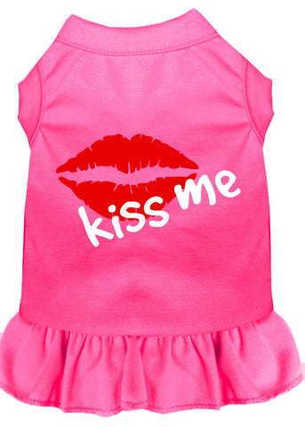 Kiss Me Screen Print Dress Bright Pink Xs (8)