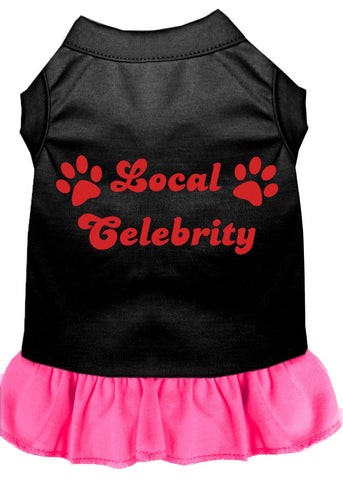 Local Celebrity Screen Print Dress Black With Bright Pink Xl (16)