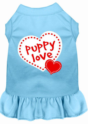 Puppy Love Screen Print Dress Baby Blue 4x (22)