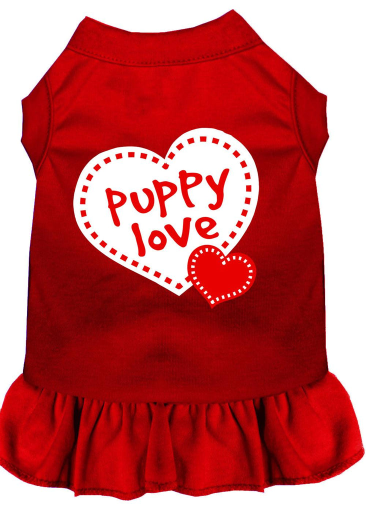 Puppy Love Screen Print Dress Red 4x (22)